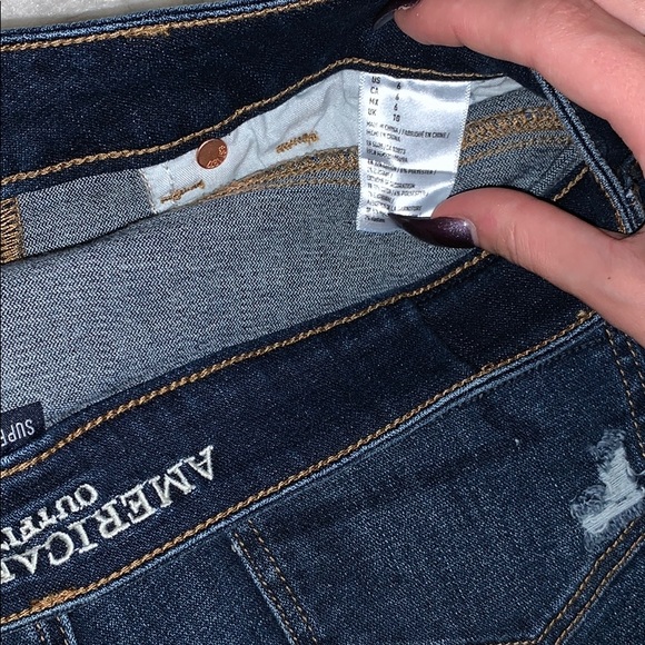 Dark blue, longer inseam jean shorts AEO - Picture 4 of 4